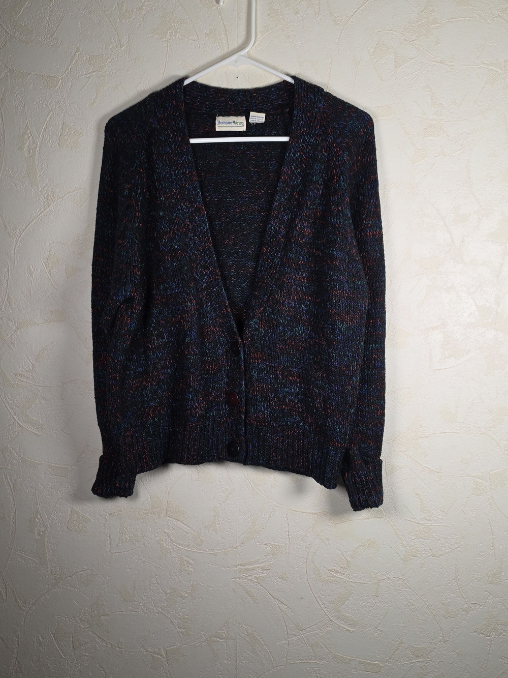 Vtg Women's Multicolor Knit Button-Front Cardigan Sweater Size Large